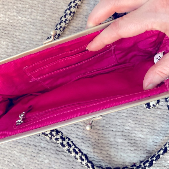 Y2K Hello Kitty Sanrio Houndstooth Mini Purse Vintage Pink Flower Wool Blend - Picture 4 of 7